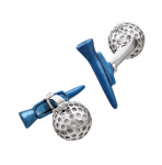 Golf Ball and Blue Tee Cuff Links