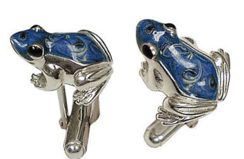 Blue Frog Cufflinks by Jan Leslie