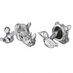 Sterling Rhino & Bird Cufflinks by Robin Rotenier