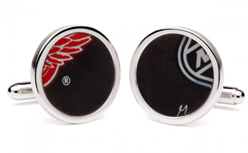 Red Wings Hockey Puck Cufflinks (Tokens & Icons)