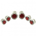 Red Enamel Silver Stud Set for Christmas