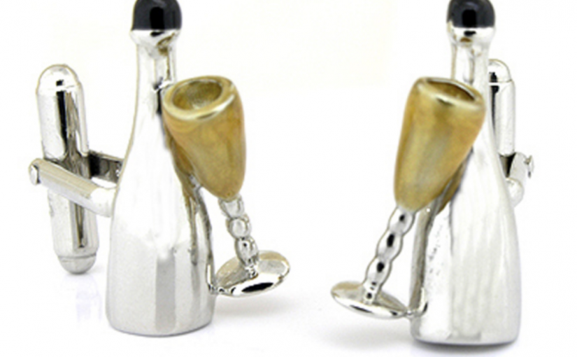 Sterling Champagne Cuff Links (Perfect for New Years)