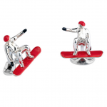 Sterling Silver Red Snowboarder Cufflinks