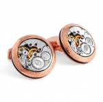 Round Rose Gold Vintage Skeleton Watch Cufflinks