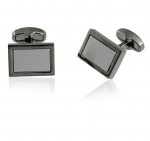 Gunmetal Rectangle Engravable with Brushed Silver Center