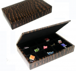 15 Pair Brown Leather Cufflink Collectors Case