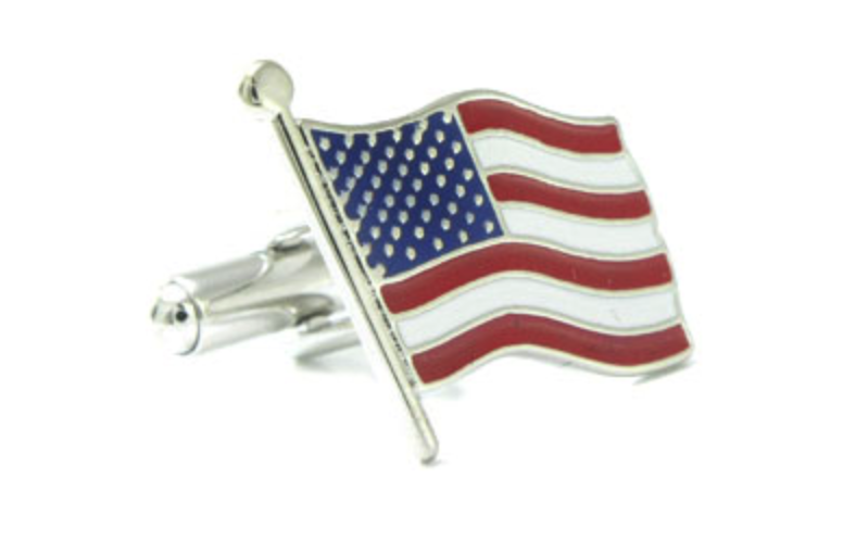 Patriotic American Flag Cufflinks (Silver Finish)