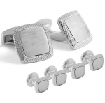 Rhodium Brushed Square Stud Set