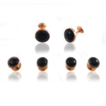 Rose Gold Onyx Domed Stud Set