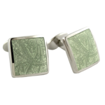 Sterling Green Paisley cufflinks