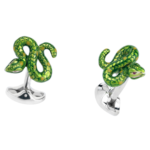 Sterling Green Snake Cufflinks for St. Patrick's Day