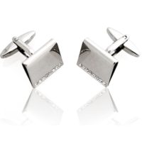 Crystal Bifold Engravable Cufflinks