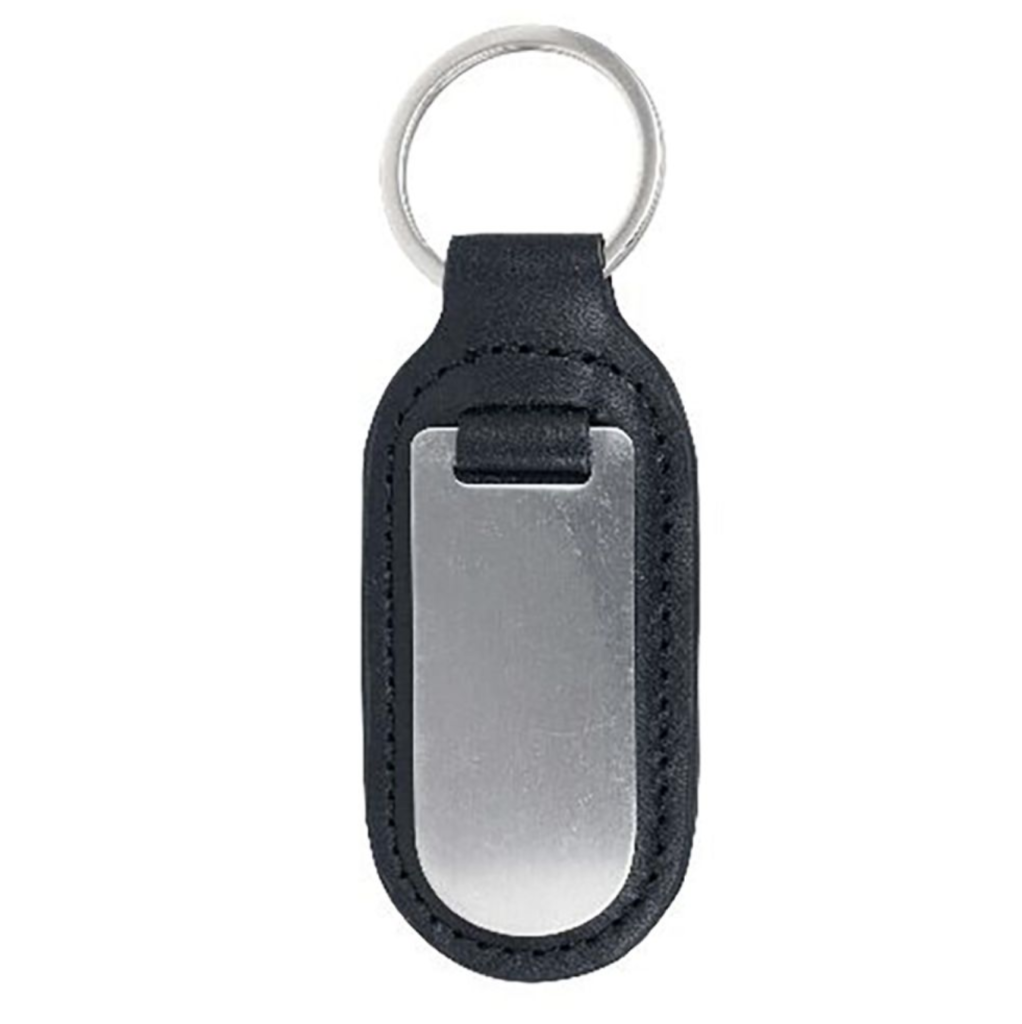 Leather Key Ring With Stainless Steel Plate