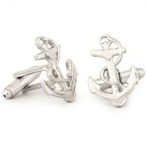 Silver Finish Anchor Cufflinks