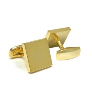 Square Engravable Gold Finish Cufflinks