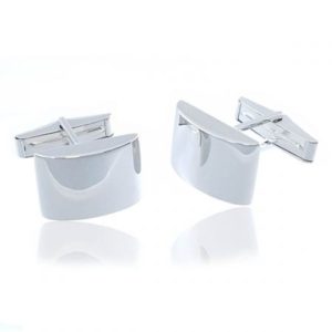 Sterling Silver Curved Rectengular Cufflinks