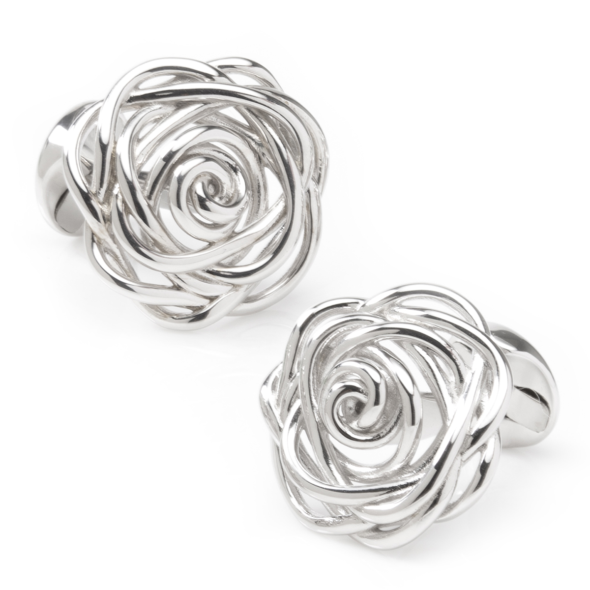 Sterling Silver Rose Flower Cufflinks: Cufflinks Depot