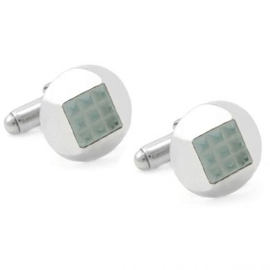 Light Blue Pyramid Sterling Cufflinks