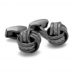 Carbon Fiber Gunmetal Knot Cufflinks