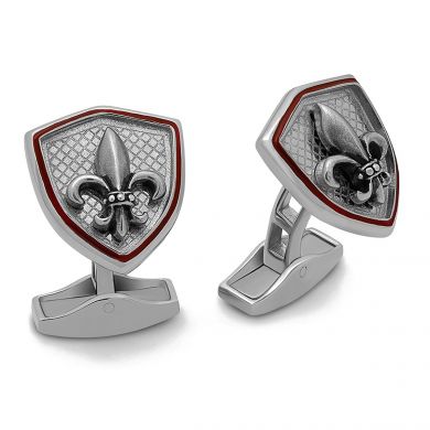 Sterling Silver Fleur de Lys Shield Cufflinks