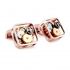 Square Rose Gold Gear Cufflinks