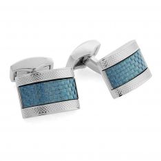 Framed Blue Carbon Fiber Cufflinks