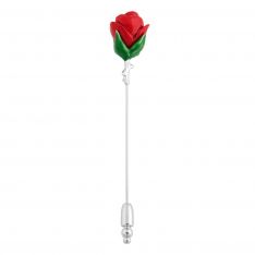 Elegant Red Rose Flower Lapel Pin