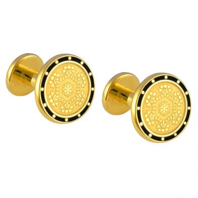 pkg 12 pair Simple Cuff Link has a 13mm blank pad Hamilton Gold color 4703 