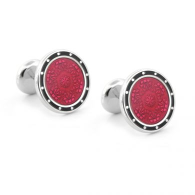 Raspberry Floral Cuff Links