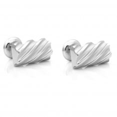 Designer Silver Twisted Ribbon Cufflinks