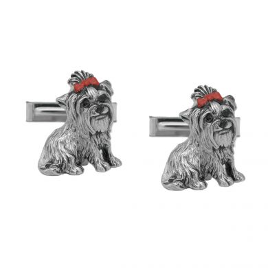 Hand-Painted Yorkie Dog Cufflinks