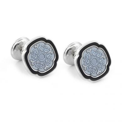 Smoke Blue French Floral Cufflinks