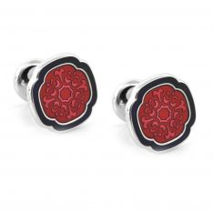 Crimson French Floral Cuff Links