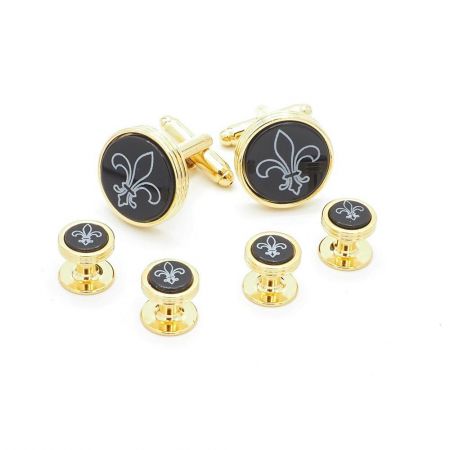 Fleur de Lis Gold Studs and Cufflinks Set Fleur de Lis Gold Studs and Cufflinks Set