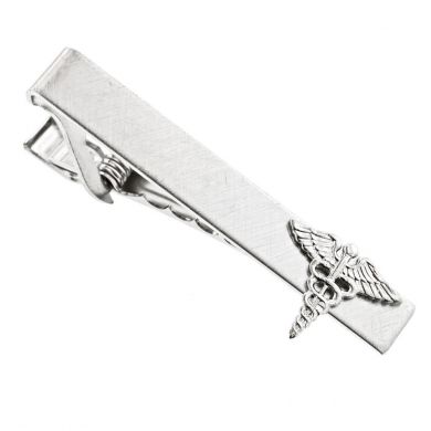 Silver Doctor Medical Caduceus Tie Clip