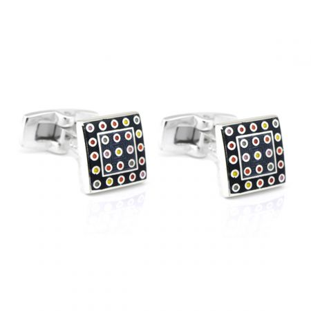 Duchamp Sterling Silver Color Dot Cufflinks