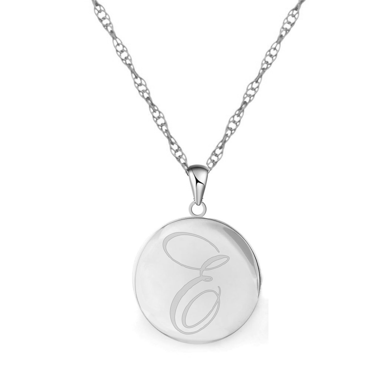 Vintage Silver Tone Etched Pendant Necklace Round Adjustable