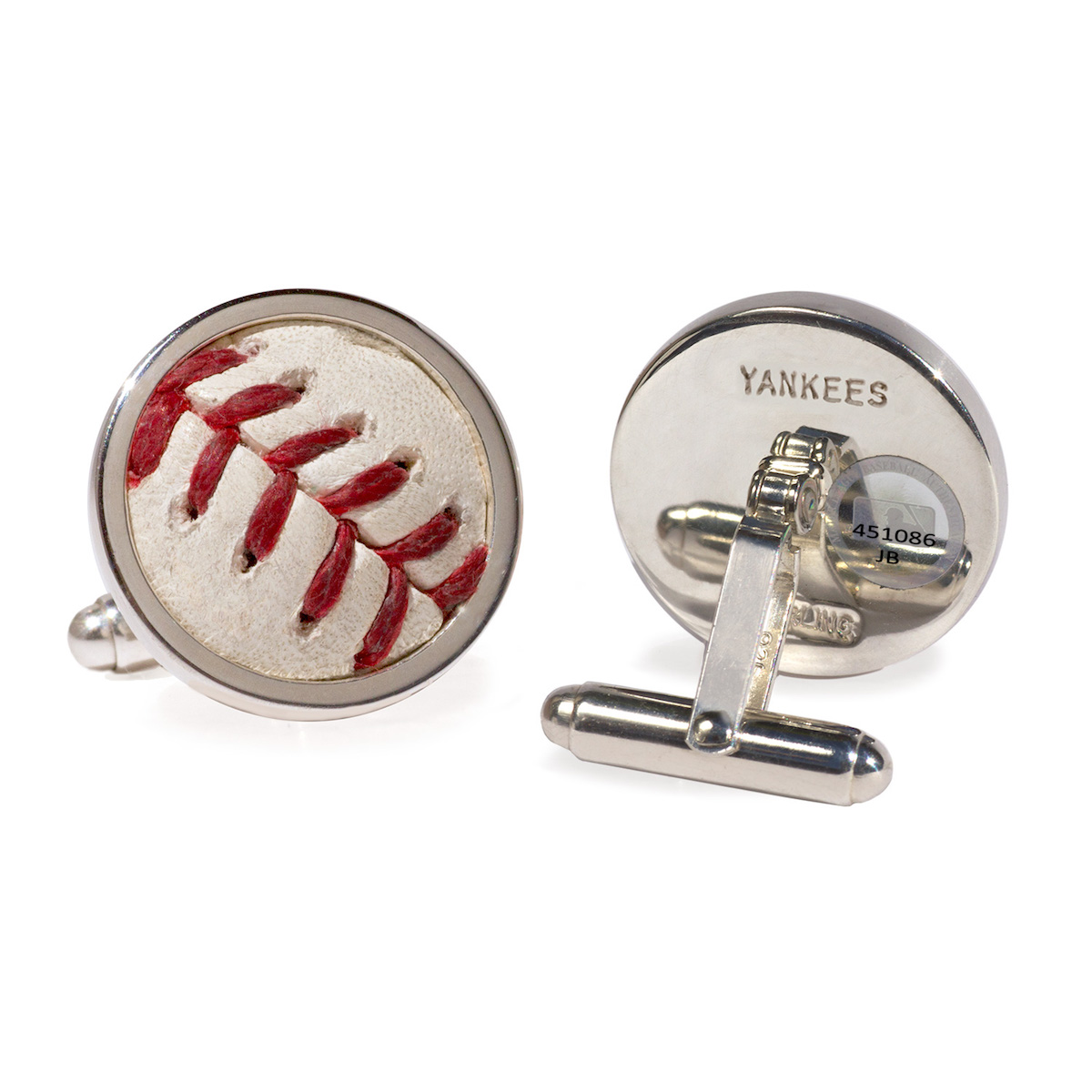 MLB New York Yankees Game used Baseball Cuff Links in Silver - Cufflinks Depot