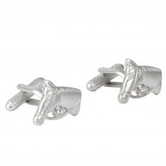 Brushed Chrome Horse Head Cufflinks