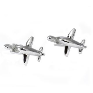 Chrome Jet Plane Cufflinks