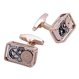 Rose Gold Rectangle Gear Cufflinks