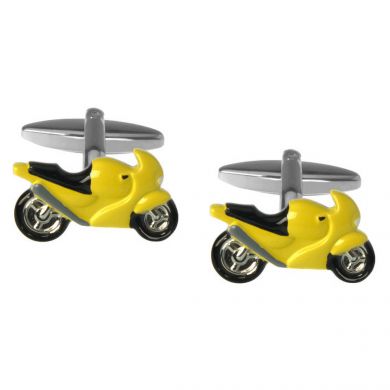 Sporty Yellow Drag Bike Cufflinks