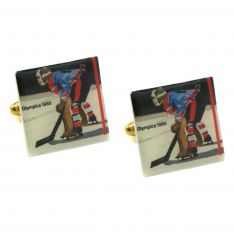 Hockey Goalie Postage Stamp Cufflinks