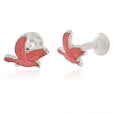 Enameled Rose Dove Cufflinks