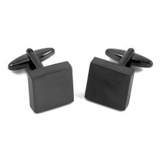 Crisp Gunmetal Square Engravable Cufflinks