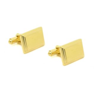 Stepped Border Gold Engravable Cufflinks