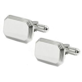 Silver Rectangle Engravable Cufflinks