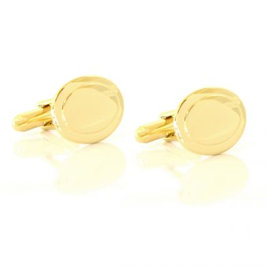 Oval Engravable 18KT Gold Plated Cufflinks