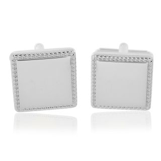 Square Rope Border Engravable Cufflinks