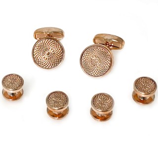Textured Round Rose Gold Stud Set